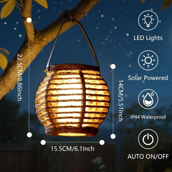 2 Pack Waterproof Solar Lanterns - Picture 4 of 7